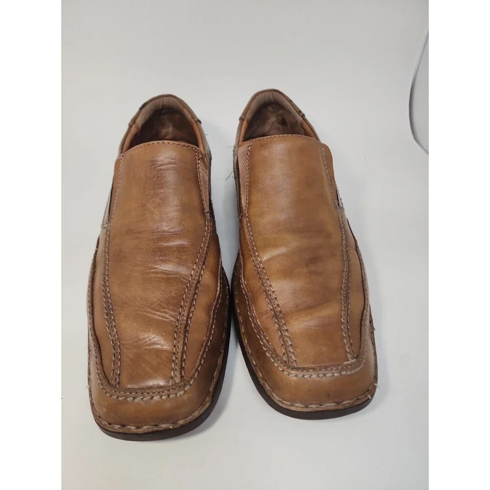 Men’s Natha Studio Leather Loafers Light Brown Soles Shoes Size 11.5